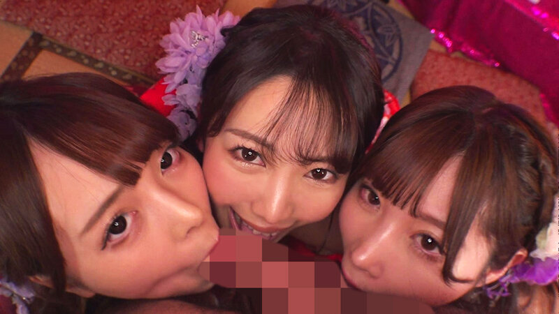 「弥生みづき・蘭々・百瀬りこの巨乳痴女が浴衣姿で中出しご奉仕!極上遊郭ハーレム」のサンプル画像14枚目