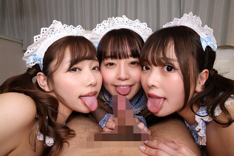 「さつき芽衣・高瀬りな・蘭々の巨乳メイド3人がご奉仕！夢のハーレム中出し3Pプレイ」のサンプル画像16枚目